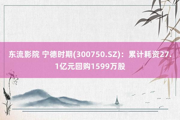 东流影院 宁德时期(300750.SZ)：累计耗资27.1亿元回购1599万股