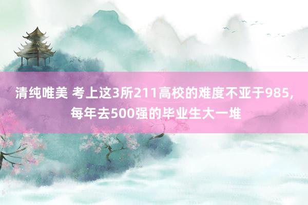 清纯唯美 考上这3所211高校的难度不亚于985, 每年去500强的毕业生大一堆