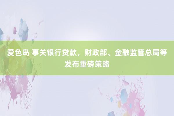 爱色岛 事关银行贷款，财政部、金融监管总局等发布重磅策略