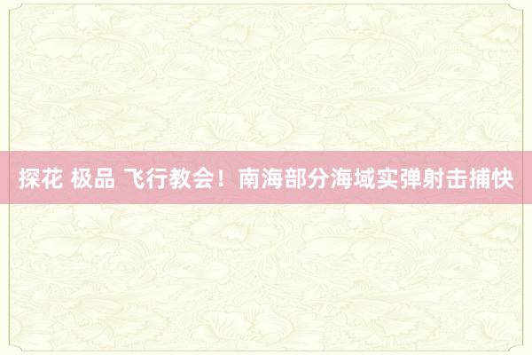 探花 极品 飞行教会！南海部分海域实弹射击捕快