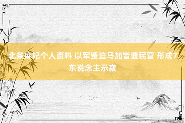 北条麻妃个人资料 以军蹙迫马加皆遗民营 形成7东说念主示寂