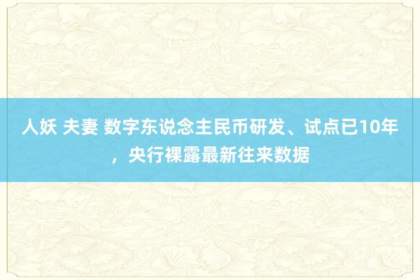 人妖 夫妻 数字东说念主民币研发、试点已10年，央行裸露最新往来数据