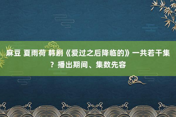 麻豆 夏雨荷 韩剧《爱过之后降临的》一共若干集？播出期间、集数先容